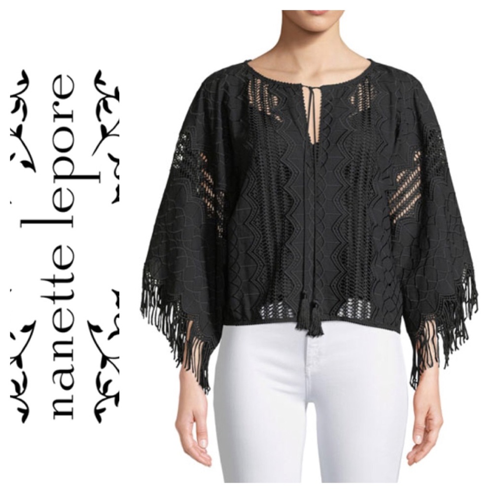 New Nanette Lepore Bahama Mama Top w Fringe Trim - Picture 2 of 6